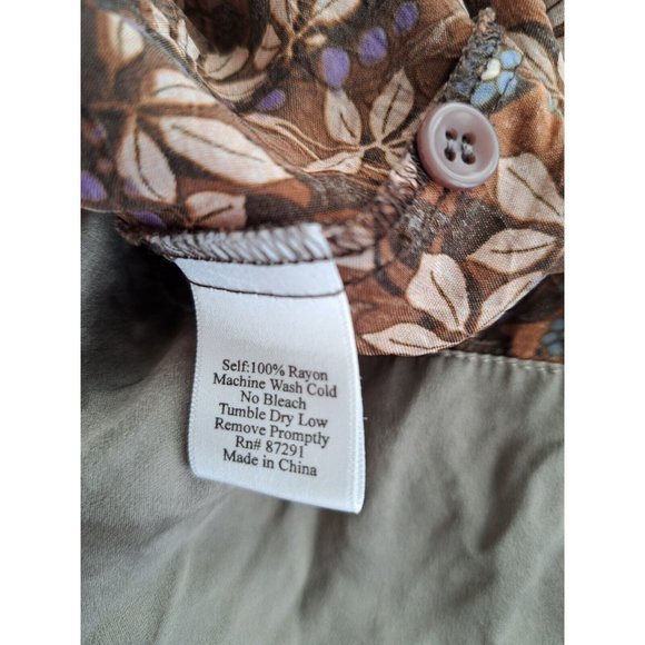 Magic Mystery Boho Bell Sleeve Tunic Top Multi Print Taupe/ Purple Sz S - Picture 9 of 9